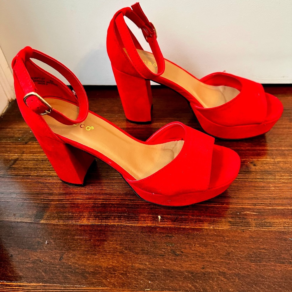 Red Platform Peep Toe Sandal